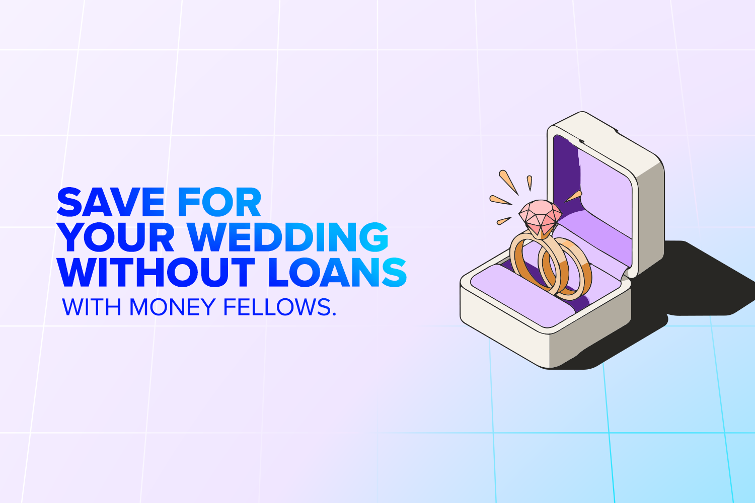 a vector design for a jewelry box with wedding rings inside it from Wedding Circle: How to Save for Your Wedding Without Loans or Stress article on money fellows